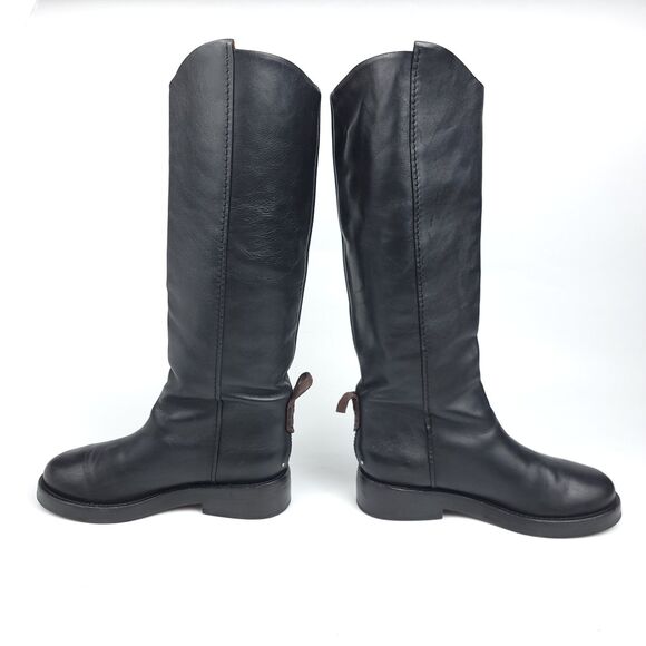 Free People Horse Girl Bryce Equestrian Slouchy Knee Riding Boots Black Leather - Picture 7 of 16